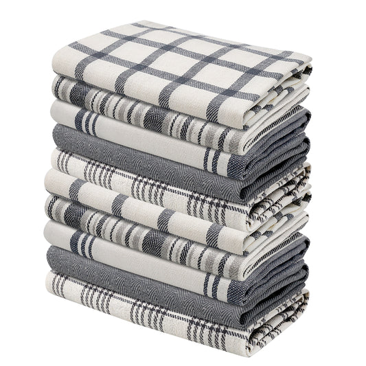 Pack of 10 Tea Towels-100% Cotton 45 x 70 cm -Super Absorbent Tea Towel- Machine Washable Kitchen Towel-Tea towels for kitchen